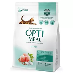 купить Корм для питомцев Optimeal 24231087 Сухой корм Super Premium для котят, курица, 6x200гр в Кишинёве 