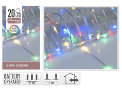 Огни новогодние "Нить мягкая" 20LED, разноцвет, 1m, 2XAA