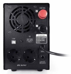 UPS PowerCom INF-500  500VA/300W,12Vdc,10A max charge curr., External Battery Only, 2*Schuko Sockets