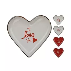 купить Тарелка Promstore 18342 Platou de servire Sf.Valentine 21cm Inima alb/rosu, porțelan в Кишинёве 