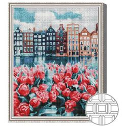 cumpără Tablou pe numere Art Gallery QB205865 Mozaic cu diamante patrate 40x50cm Lalele in Amsterdam în Chișinău 
