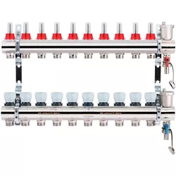 купить Комплект распределителей Profactor Набор распределителей PF нержавеющая сталь с расходомером1"x 3/4"M 12 контуров в Кишинёве 