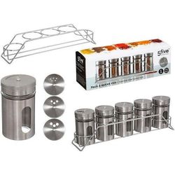 купить Контейнер для хранения пищи 5five 50239 Набор банок для специй 5ед,+подставка 28.5cm, металл в Кишинёве 