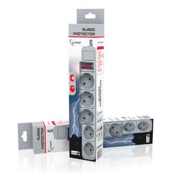 Surge  Protector Gembird SPG3-B-15C, 5 Sockets, 4.5m, up to 250V AC, 16 A, safety class IP20, Grey