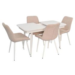 cumpără Set masă și scaune Evelin di Costacurta стол DT-432-1R Wh + 4 стула YTC-055Wh Light beige în Chișinău 