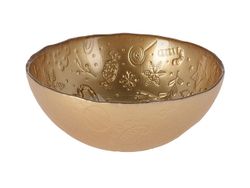 Салатница стеклянная "Новогодний трафарет" 15cm, желтый