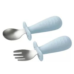 купить Посуда для кормления BabyOno 1665/01 Lingura si furculita din otel inoxidabil Blue в Кишинёве 
