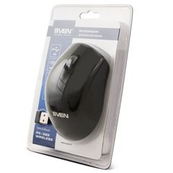 Wireless Mouse SVEN RX-325, Optical, 600-1000 dpi, 4 buttons, Ambidextrous, 1xAA, Black