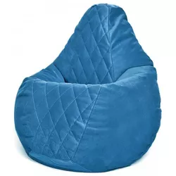 купить Кресло-мешок BeanBag BM6129, Кресло Груша из велюра Maserrati "Romb", L, голубой в Кишинёве 