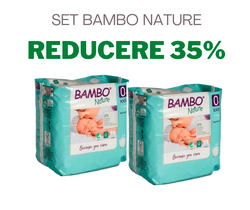 1 Set 2 pachete Scutece Bambo Nature 0  (1-3 kg), 24 buc
