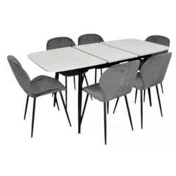 купить Комплект стол и стулья Evelin di Costacurta стол DT-532R B + 6 стульев YTC-064B Blu-14 (Dark grey) в Кишинёве 