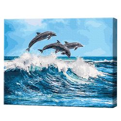 Дельфины играют, 40х50 см, картина по номерам Артукул: GX26749