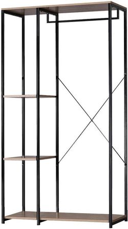 купить Этажерка H&S 48340 cu 4 polite si bara transversala 90x40x166cm, metal/MDF, maro в Кишинёве 