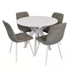 купить Комплект стол и стулья Evelin di Costacurta стол Raffles Round White + 4 стула YTC-078Wh UF885-14 Grey в Кишинёве 