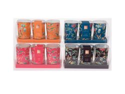 Set lumanari aromate in candelabru de sticla 3buc 5X6cm