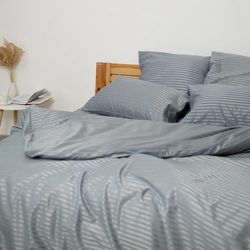 купить Домашний текстиль Relaxe Home Комплект постельного белья TEP Stripe Satin 200x220 см Lunar в Кишинёве 