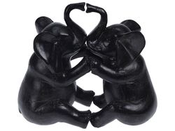 Статуэтка "Два слона в поцелуе" 16X15X8cm черная, керамика