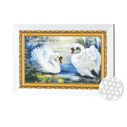 купить Картина по номерам Art Gallery JS21125 Mozaic cu diamante 20x30cm Lebede-inima в Кишинёве 