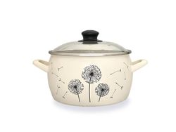 Cratita emailata Papadie 16cm, 2.4l, capac din sticla