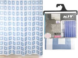 Perdea pentru dus 180X200cm MSV "alb-albastre patrate", poliester