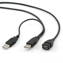 Cable USB, USB  2AM/AF, 0.9 m, USB2.0, Black, Cablexpert, CCP-USB22-AMAF-3