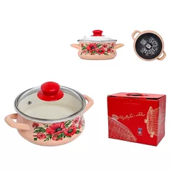 cumpără Cratiță Metalac 55015 Cratita emailata Maci D16cm, 1.5L, manere metalice, capac sticla în Chișinău 