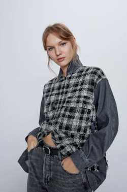 Блуза ZARA Черно-белый 5899/070/802