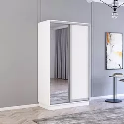 купить Шкаф Mobildor-Lux Fox uși glisante din oglindă și PAL (150x60x210H cm) Alb в Кишинёве 