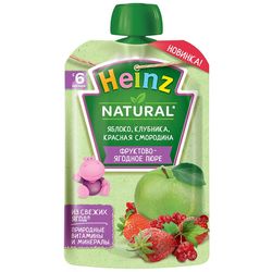 Heinz пюре яблоко клубника, и красная смородина,6+мес, 90 гр