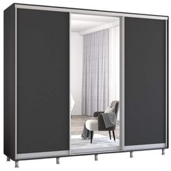 купить Шкаф Mobildor-Lux Aron uși glisante din oglindă și PAL (240x60x220H cm) Anthracite в Кишинёве 