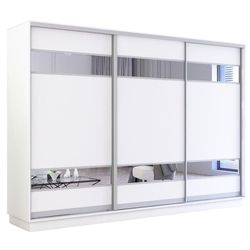 cumpără Dulap Mobildor-Lux Fox uși glisante din PAL cu elemente din oglindă (340x60x210H cm) Alb în Chișinău 