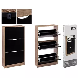 купить Полка для обуви 5five 55768 3 sectiuni 60x23x119cm, black natural в Кишинёве 