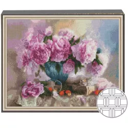 купить Картина по номерам Art Gallery QB204471 Mozaic cu diamante patrate 40x50cm Bujori roz в Кишинёве 