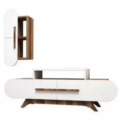 купить Тумба напольная для TV Trendy Trandafir S, Nuc, Alb 145x49x36cm в Кишинёве 
