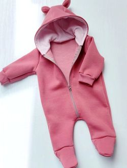 Salopeta Pampy de la 0 pina la 3 luni dark pink cu fleece