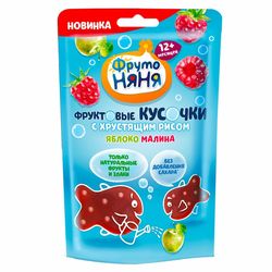 Фруктовые кусочки ФрутоНяня рисовые яблоко, малина, 12г
