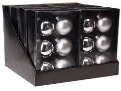 Набор шаров 6X65mm, 3матов, 3глянц, серебряных, в коробке