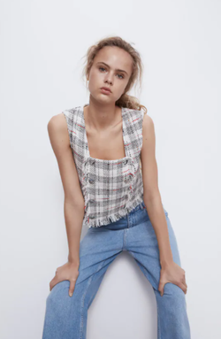Трикотаж ZARA Бежевый в клетку 2081/301/067