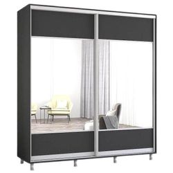 купить Шкаф Mobildor-Lux Раздвижные двери Aron-P из ДСП с горизонтальным зеркалом (200x60x220H см) Антрацит в Кишинёве 