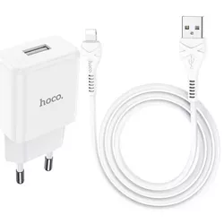 купить Зарядное устройство сетевое Hoco HCOWCLCN9ESWH USB to Lightning N9 2.1A Especial, White в Кишинёве 