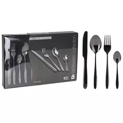 cumpără Tacămuri Excellent Houseware 55086 tacamuri 24buc, inox, manere negre în Chișinău 