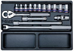 купить Набор ручных инструментов King Tony 9-4516MR набор 1/2" головок 6 гран. 8-24мм принадл. 16 пр. в Кишинёве 