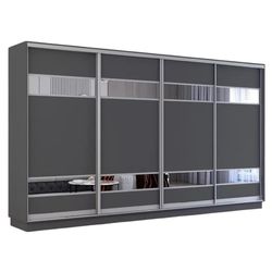 cumpără Dulap Mobildor-Lux Fox uși glisante din PAL cu elemente din oglindă (400x60x210H cm) Anthracite în Chișinău 