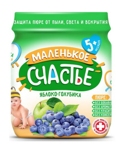 Пюре яблоко-голубика Маленькое Счастье, 90гр