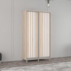 cumpără Dulap Mobildor-Lux Aron cu uși glisante сu lamele (130x60x200H cm) Sonoma în Chișinău 