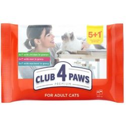 cumpără Hrană pentru animale de companie CLUB 4 PAWS 24231130 pouch Premium pentru pisici adulte, cod în jeleu, 5+1 (480 g) (10 bucăți în cutie) în Chișinău 