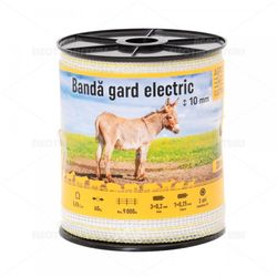 Bandă gard electric – 10 mm – 200 m – 60 kg – 0,45 Ω/m