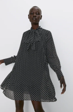 Платье ZARA Чёрный в горошек 2731/274/800