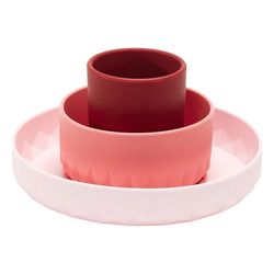 купить Посуда для кормления Premaman PRF5O5-CCC-UNQ Set de vesela din silicon Origami Roz, 3 piese в Кишинёве 