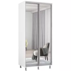 cumpără Dulap Mobildor-Lux Aron cu uși glisante din oglinzi (100x60x210H cm) Alb Brilliant în Chișinău 